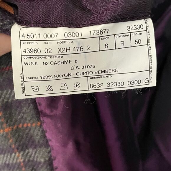 PAL ZILERI Wool Cashmere Checked Plaid Blazer Purple 40R - Picture 10 of 12